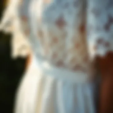 Close-up of intricate lace patterns on a summer dress