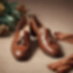 Elegant display of brown loafers with tassels