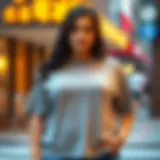 Stylish plus size crew neck tee showcasing contemporary design