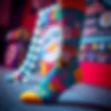 Colorful anime crew socks featuring vibrant characters and patterns