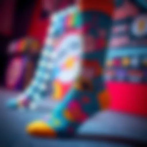 Colorful anime crew socks featuring vibrant characters and patterns