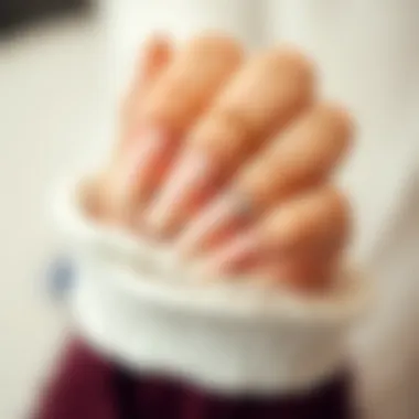 Glossy Short Nail Elegance Close-up of beautifully manicured extra short nails with a glossy finish