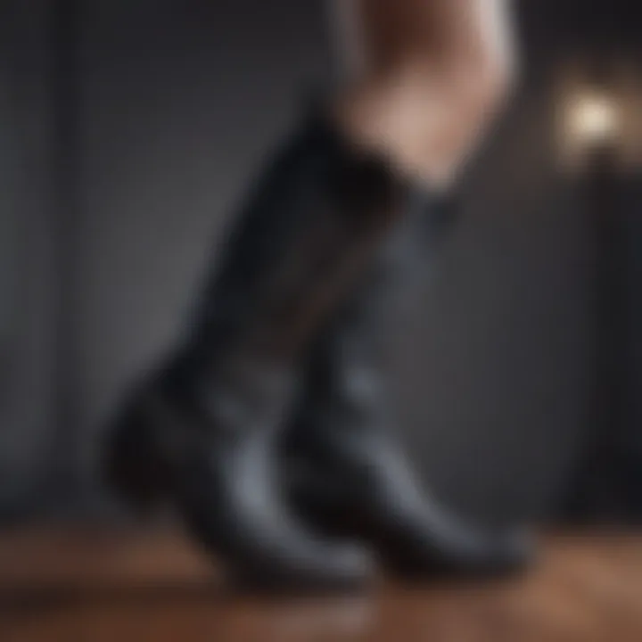 Close-up of a gothic cowgirl boot highlighting luxurious leather texture