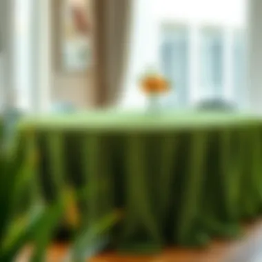 Lush grass plastic tablecloth elegantly draped over a dining table