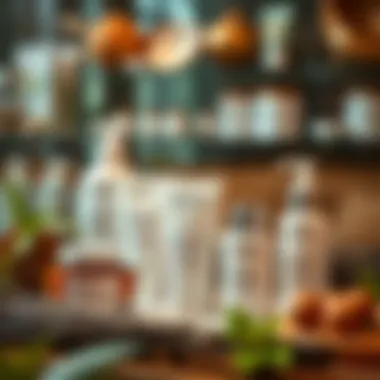 Showcase of Clean Beauty Products Close-up of a clean beauty product showcase with natural elements
