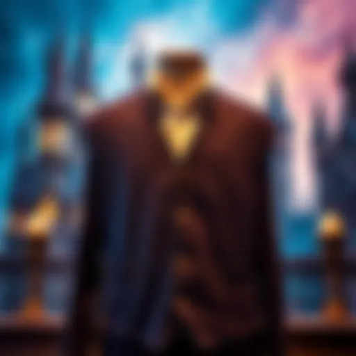 Elegant display of a Harry Potter vest against a magical backdrop