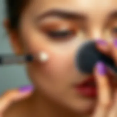 Demonstration of flawless coverage using the hourglass concealer brush on skin.