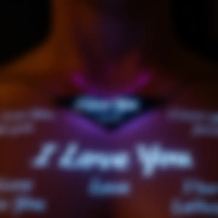 The Emotional Impact of the Necklace's Projection Close-up of the necklace projecting the words 'I Love You' in multiple languages