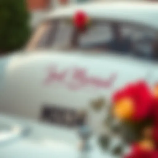 Elegant Just Married decal adorning a vintage car
