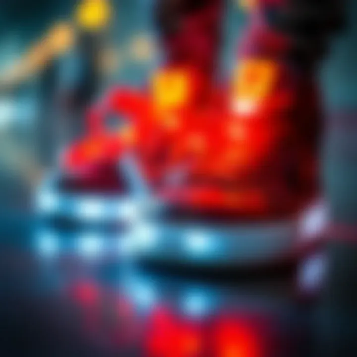 Innovative LED Technology in Skate Shoes A close-up of the LED technology used in modern skate shoes.