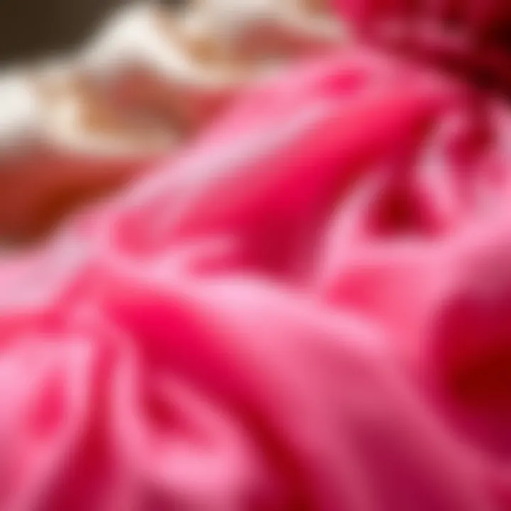 Close-up of fabric textures used in long puffy dresses