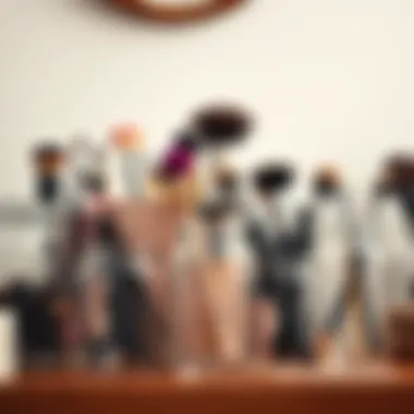 Elegant arrangement of jars filled with makeup brushes.