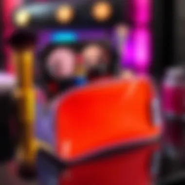 A sophisticated makeup organizer pouch showcasing a sleek design and vibrant colors