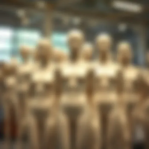 Different types of mannequins displayed in a fashion studio