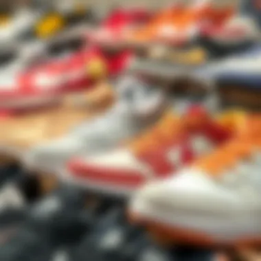 Trendy display of Nike basketball low top sneaker collection