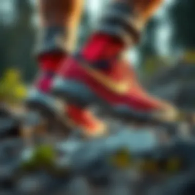 Dynamic view of Nike Juniper Trail Shoes showcasing their traction