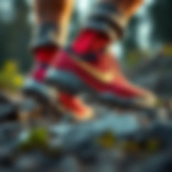 Dynamic view of Nike Juniper Trail Shoes showcasing their traction