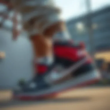 Stylish athlete pairing Nike low tops with streetwear fashion