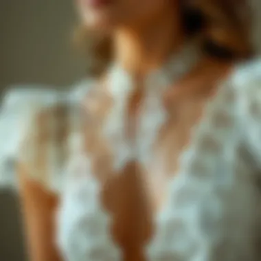 Close-up of lace panel detailing on a dress