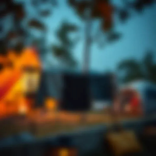 Compact Portable Clothesline at Campsite Compact portable clothesline set up in a scenic campsite