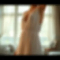 Elegant ribbed nightgown showcasing its texture and design