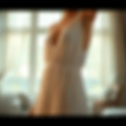 Elegant ribbed nightgown showcasing its texture and design