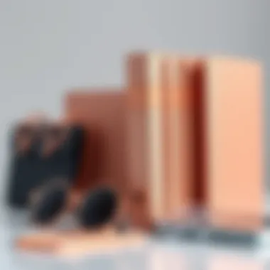 Stylish Arrangement with Rose Gold Binders Stylish arrangement of rose gold binders with fashion accessories
