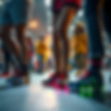 Skate Culture and Light-Up Shoes A group of skaters wearing light-up shoes, highlighting skate culture.