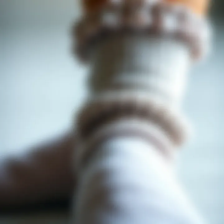 Detailing the Texture of Slouch Socks Close-up of slouch sock texture and materials