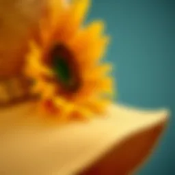 A detailed close-up of a sunflower bucket hat showcasing its unique texture and vibrant color