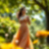 Elegant sundress in a sunny garden setting