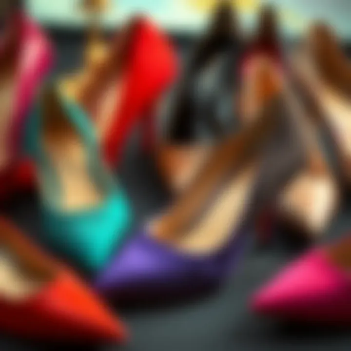 Diverse Colors and Materials of Kitten Heels A stylish arrangement of kitten heels in various colors and materials