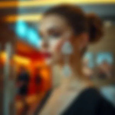 Crystal Earrings in Modern Fashion Elegant display of crystal earrings in a contemporary fashion setting