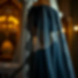 A vintage black wedding veil adorned with intricate lace details