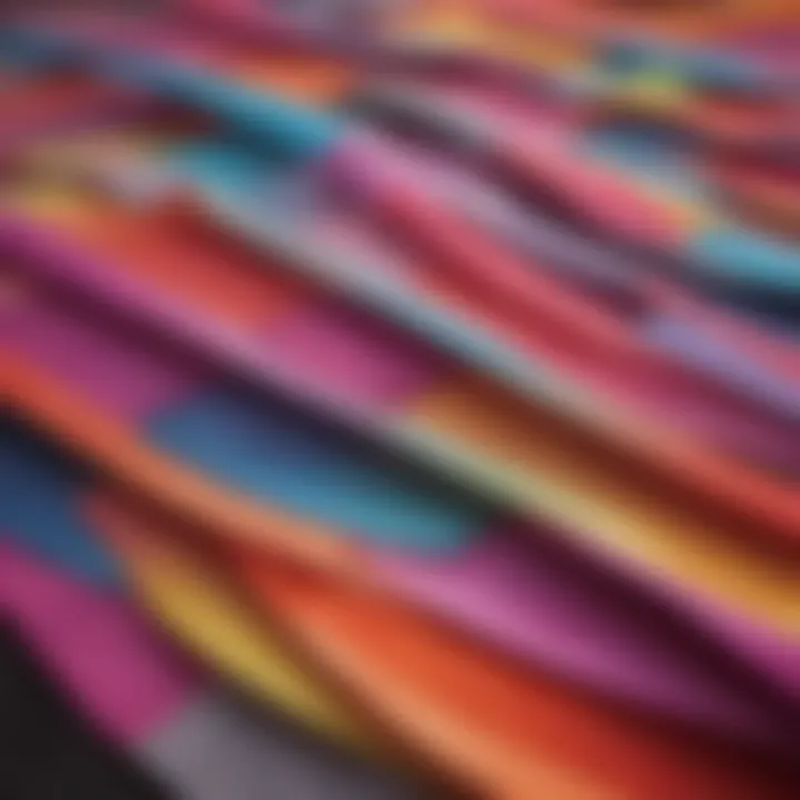 A collection of fabric swatches showcasing neon colors