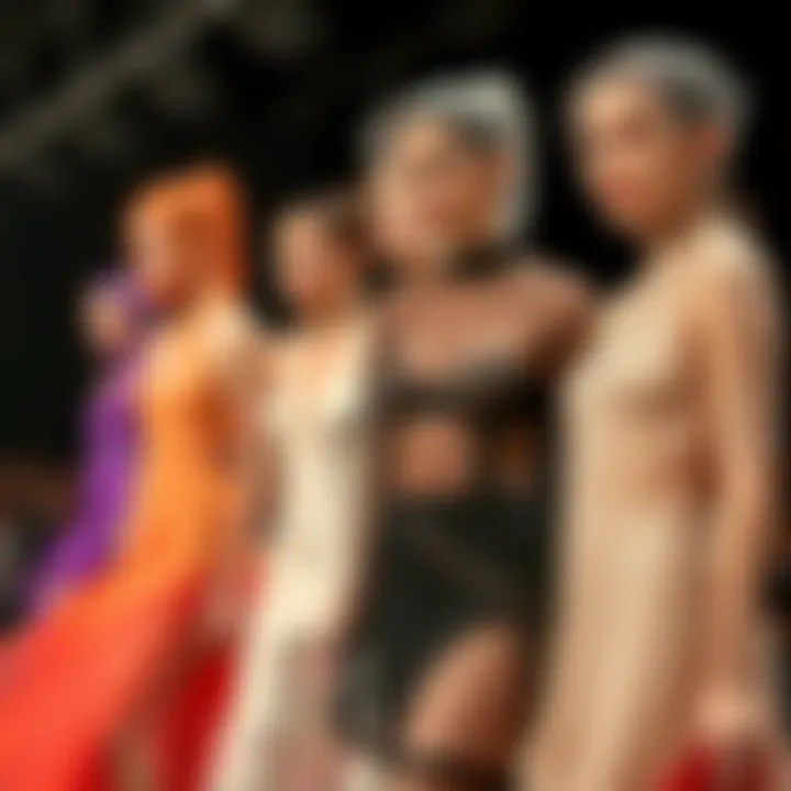 Fashion trends featuring netted dresses on runways