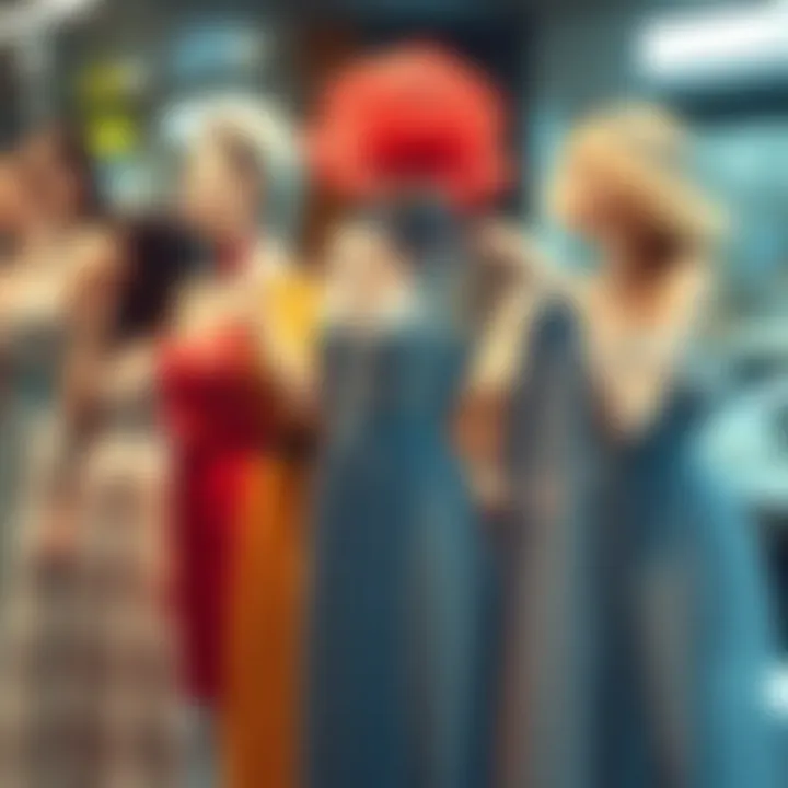 A variety of netted dresses in different styles and colors