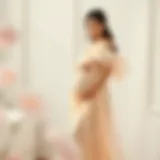 Elegant flowy romantic maternity dress in soft pastel color