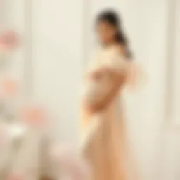 Elegant flowy romantic maternity dress in soft pastel color