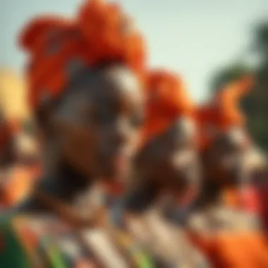 Cultural representation through the use of orange head wraps