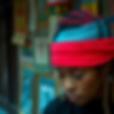 Cultural Significance of Cornrow Caps A vibrant cornrow cap displayed against a cultural backdrop