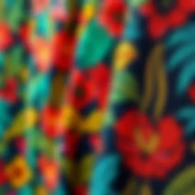 Exploration of Colorful Tropical Patterns Vibrant tropical patterns on fabric