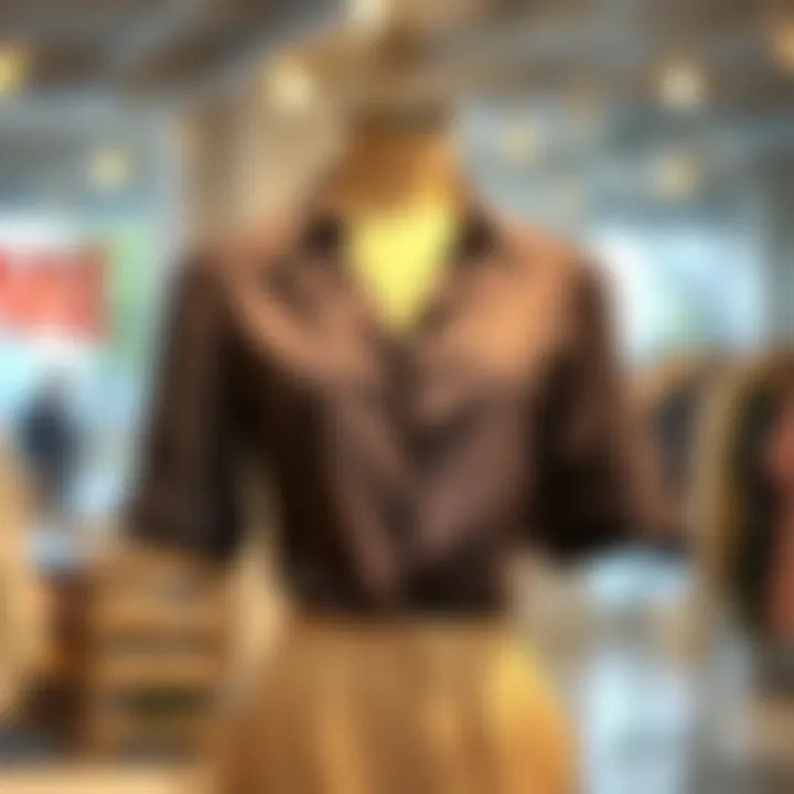 Stylish shoulder cut off shirt displayed on a mannequin