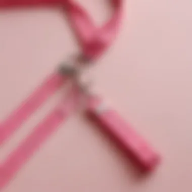 A pink lanyard in a practical setting, showcasing its functionality