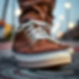 A close-up view of a stylish canvas skate shoe showcasing its durable material.