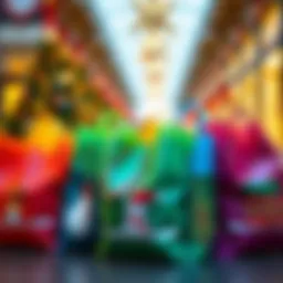 A festive assortment of colorful reusable bags adorned with holiday designs.