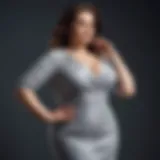 Elegant plus size midi dress showcasing unique design elements