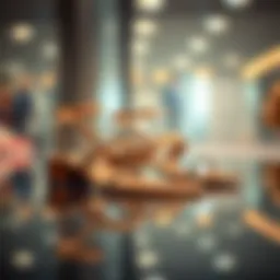 Elegant strappy sandals displayed on a reflective surface