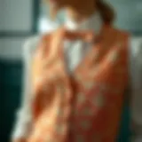 Elegant salon vest showcasing intricate fabric patterns