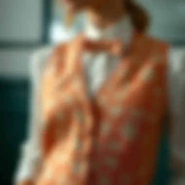 Intricate Patterns in Salon Vests Elegant salon vest showcasing intricate fabric patterns